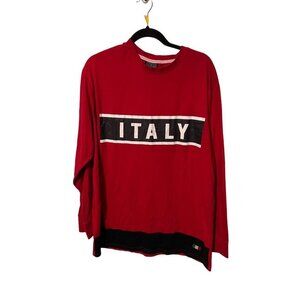 Krisp Red Long Sleeve T-Shirt With Patches Cotton Blend Size 2XL